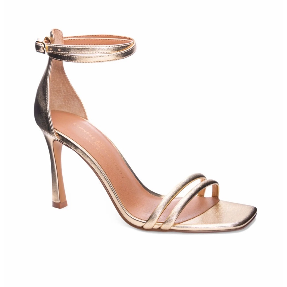 NIB Chinese Laundry Jasmine Ankle Strap Dress Sandal in Gold Women’s Size‎ 8.5